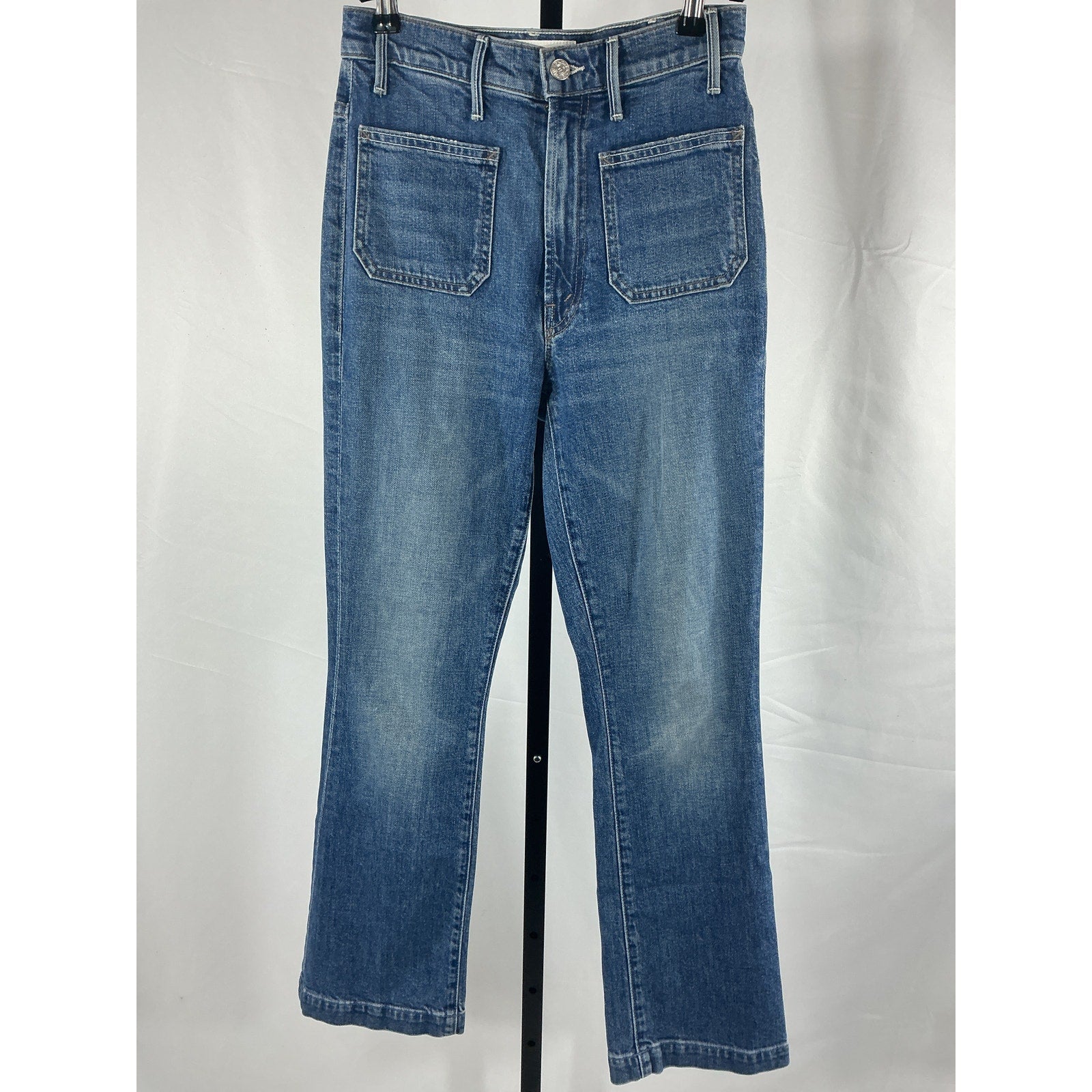 Mother 'The Hustler' Blue Denim Patch Pocket Flood Jean Size 26