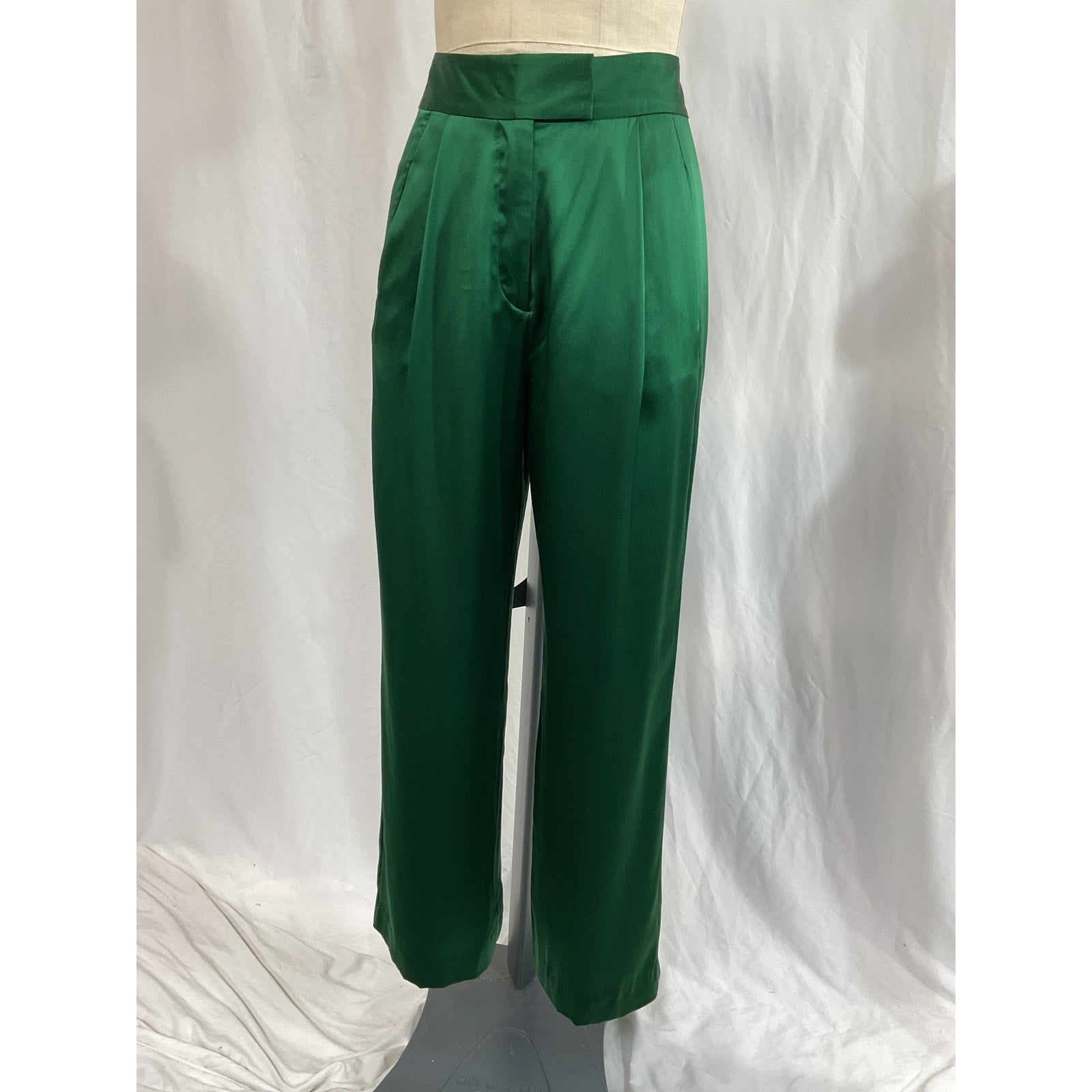 The Sei Wide Leg Green Satin Trouser Size 2