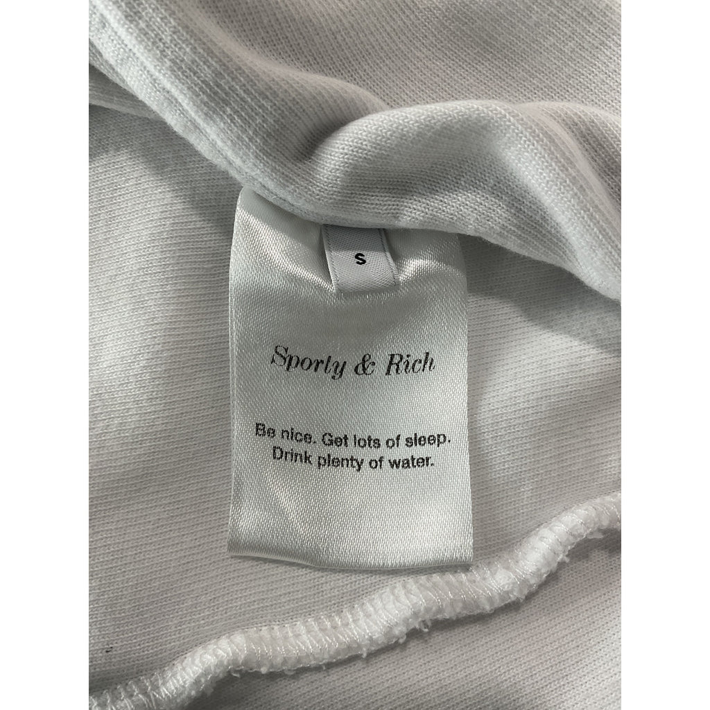 Sporty & Rich White Cotton Hotel Du Cap Cursive Terry Short Size S