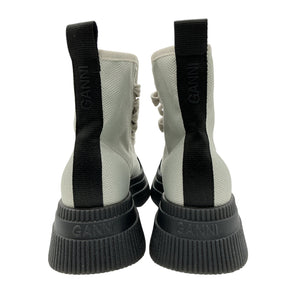 Ganni Chunky Gray Canvas Ankle Boots Size 7