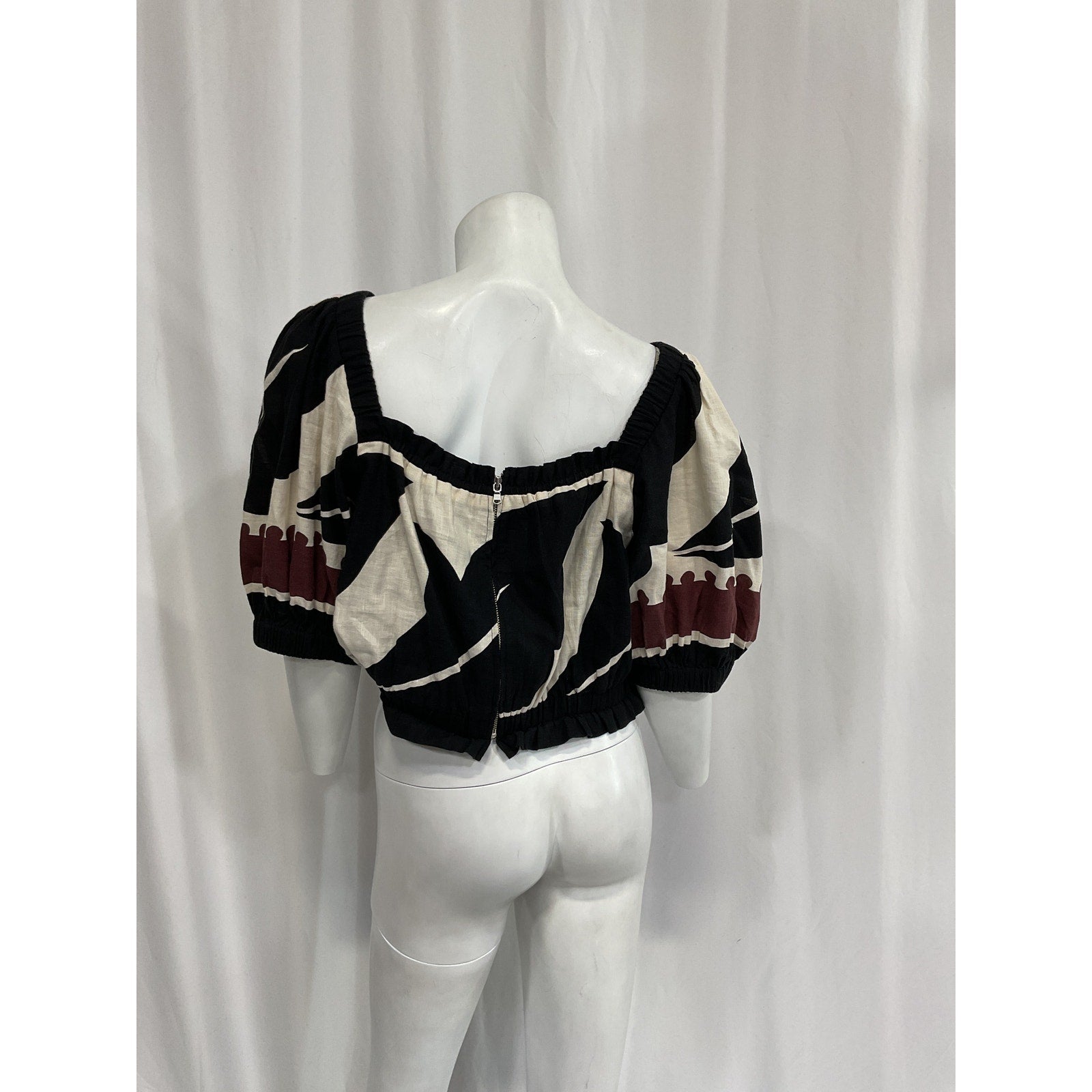 Sea New York 'Liora' Black Elbow Sleeve Cropped Top Size XL