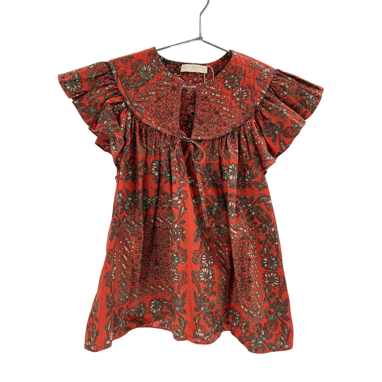 Ulla Johnson 'Kosta' Brown Cotton Ruffled Printed Top Size 0