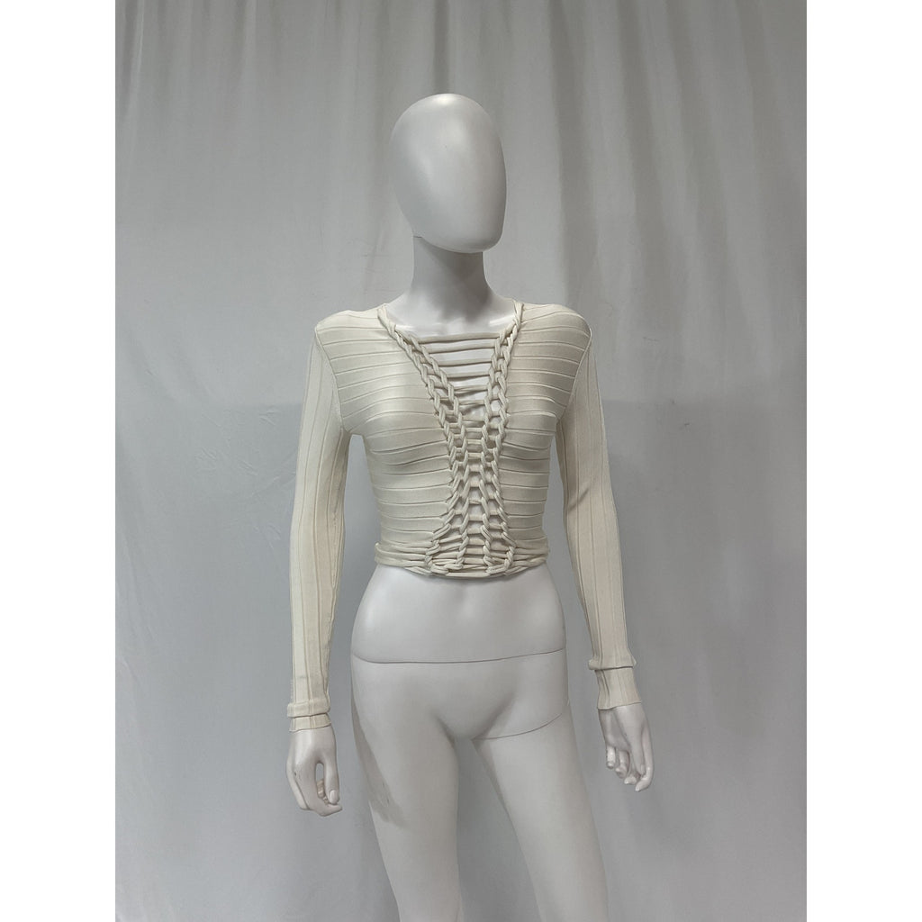 Dion Lee 'Central' White Braid V Neck Top Size XS