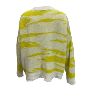 Allsaints Oversized Sunshine And White Tiga V Neck Sweater Size L