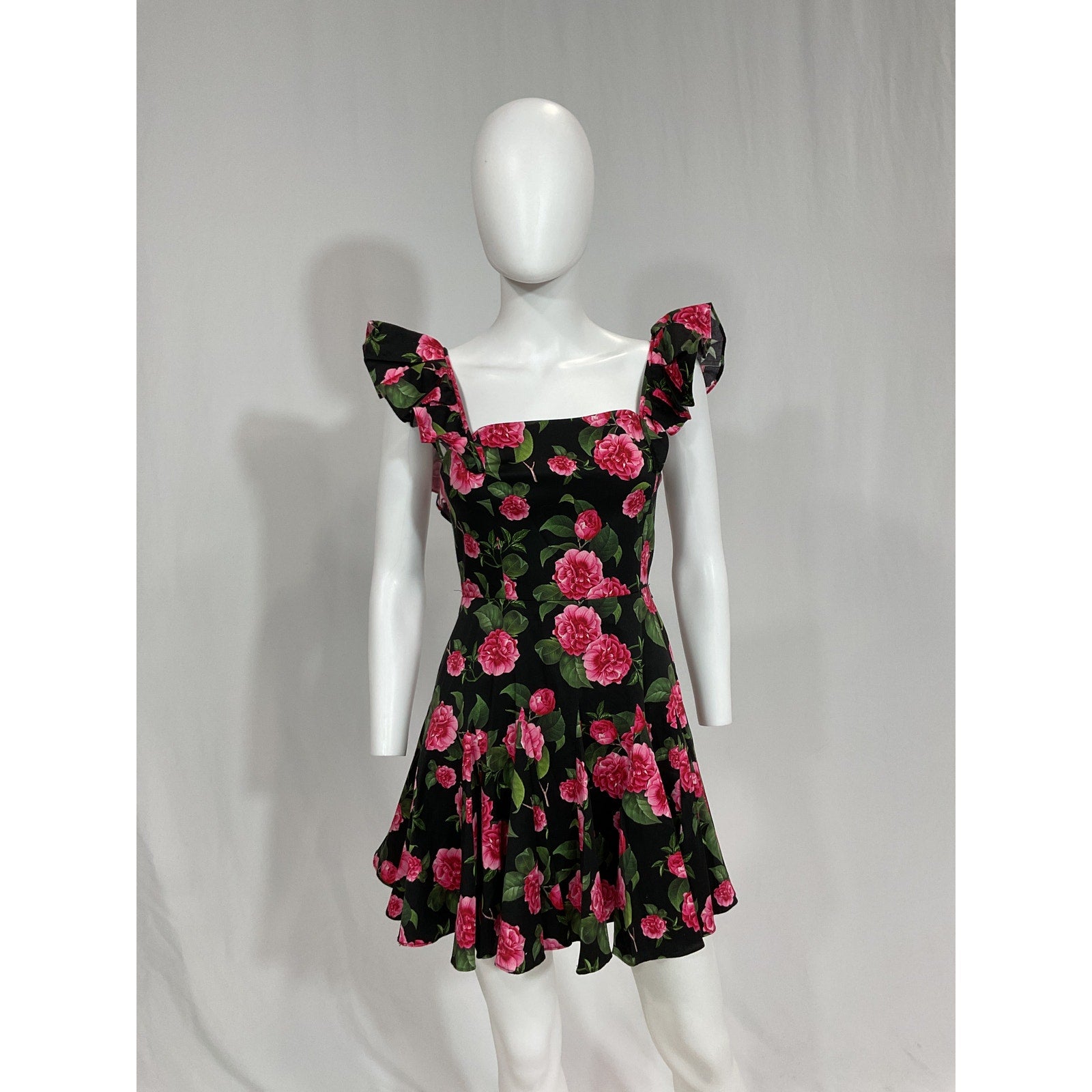 Alice + Olivia Green Floral-Print Mini Dress Size 0