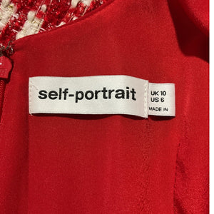 Self-Portrait Embellished Red Check Mini Dress Size UK 10 / US 6