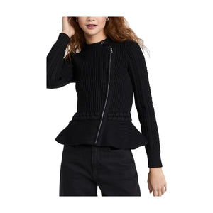 Simkhai Ribbed Black Andi Cardigan Sweater Size XL