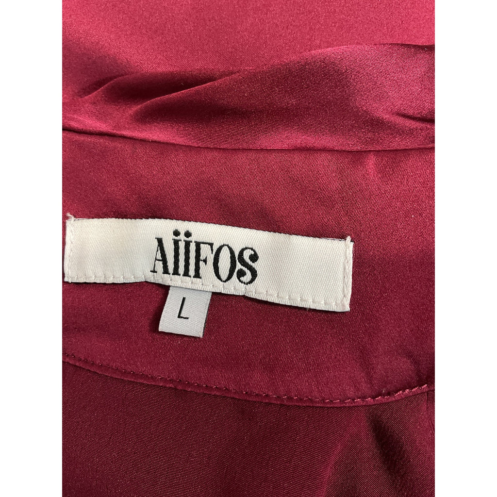 Aiifos 'Leah' Pink Mock Neck Charmeuse Blouse Size L