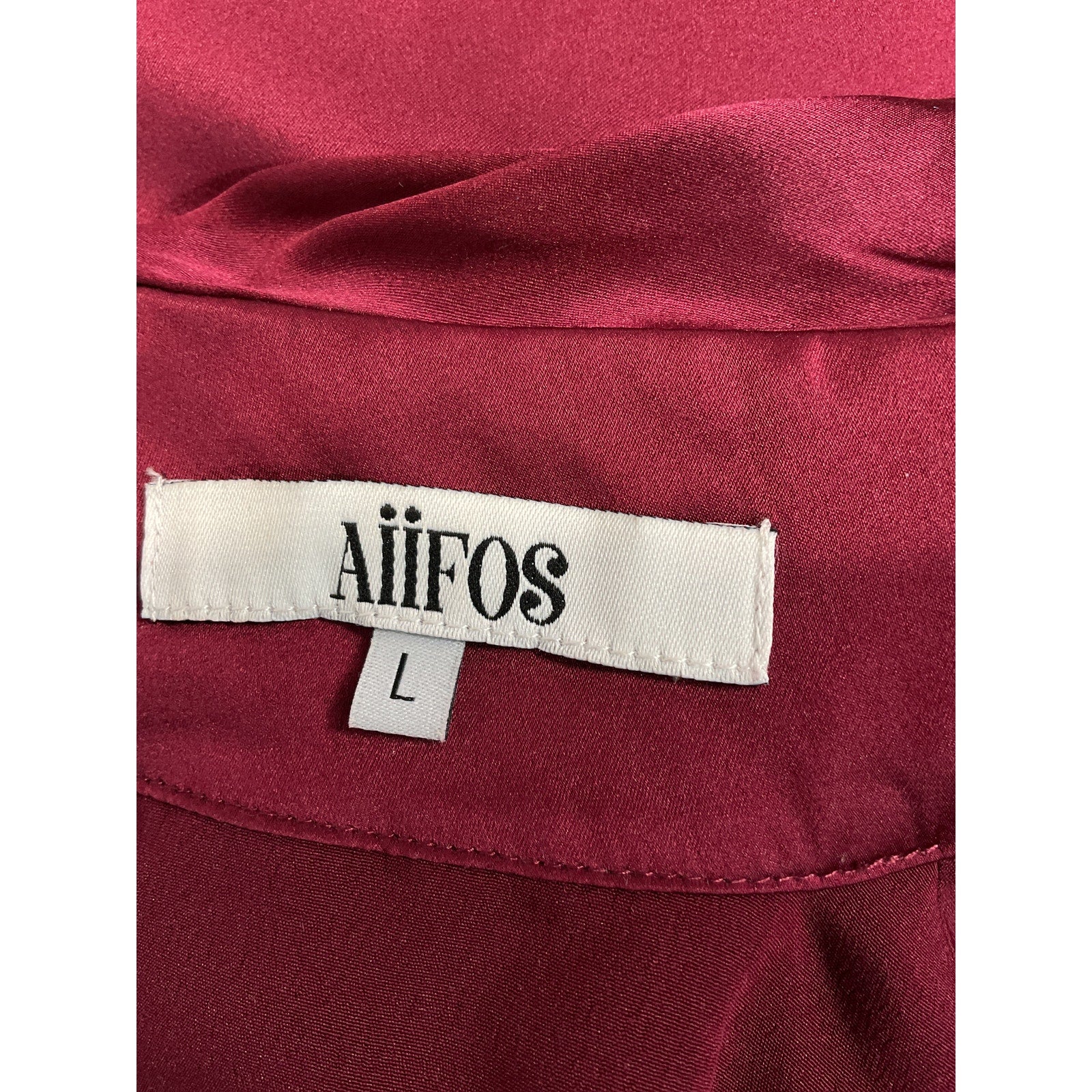 Aiifos 'Leah' Pink Mock Neck Charmeuse Blouse Size L