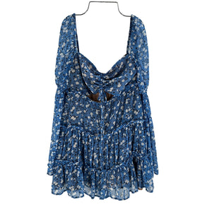 Majorelle Romantic Floral Blue Ailish Mini Dress Size S