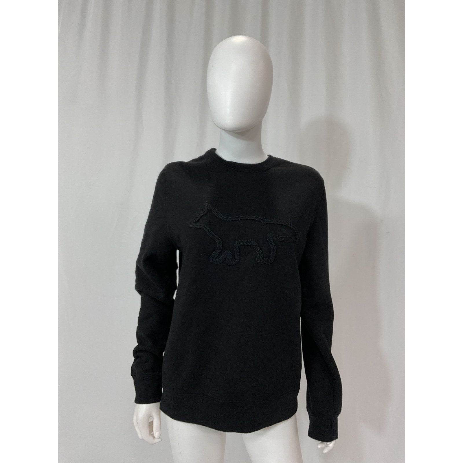 Maison 'Kitsuné' Black Contour Fox Crewneck Sweatshirt Size S - NWT