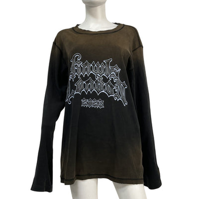 Knwls Oversized Black Dark Wash Long Sleeve T Shirt Size XS