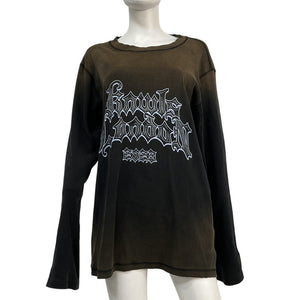 Knwls Oversized Black Dark Wash Long Sleeve T Shirt Size XS