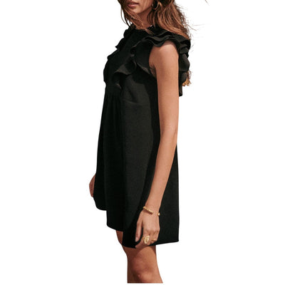 Sézane Ruffled Black Alexa Dress Size 40 EU / US 8