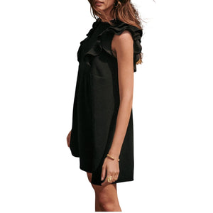 Sézane Ruffled Black Alexa Dress Size 40 EU / US 8