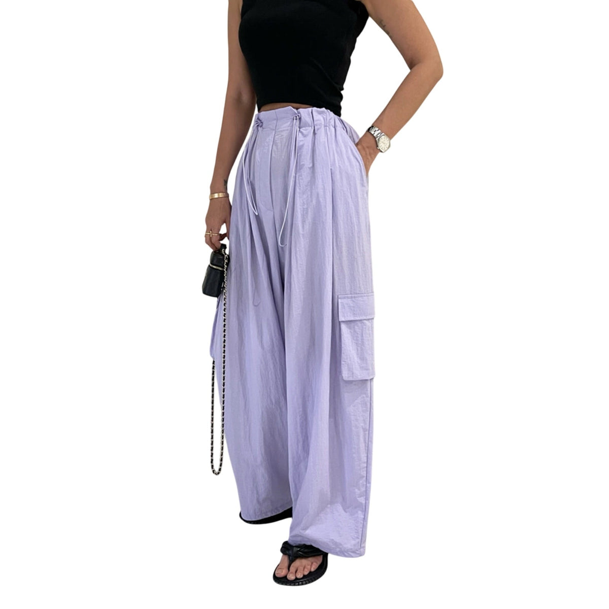 The Frankie Shop 'Celeste' Purple Nylon Cargo Pants Size XS / S - NWT
