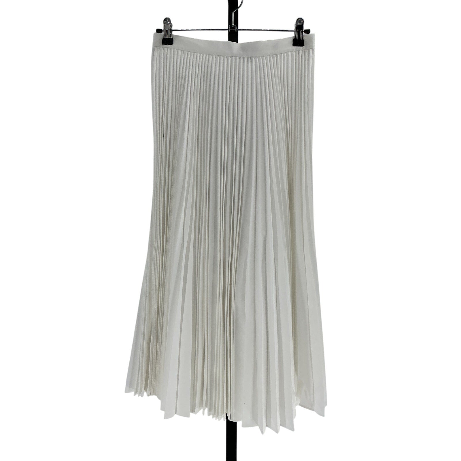Theory White Cotton Pleated Midi Skirt Size 2