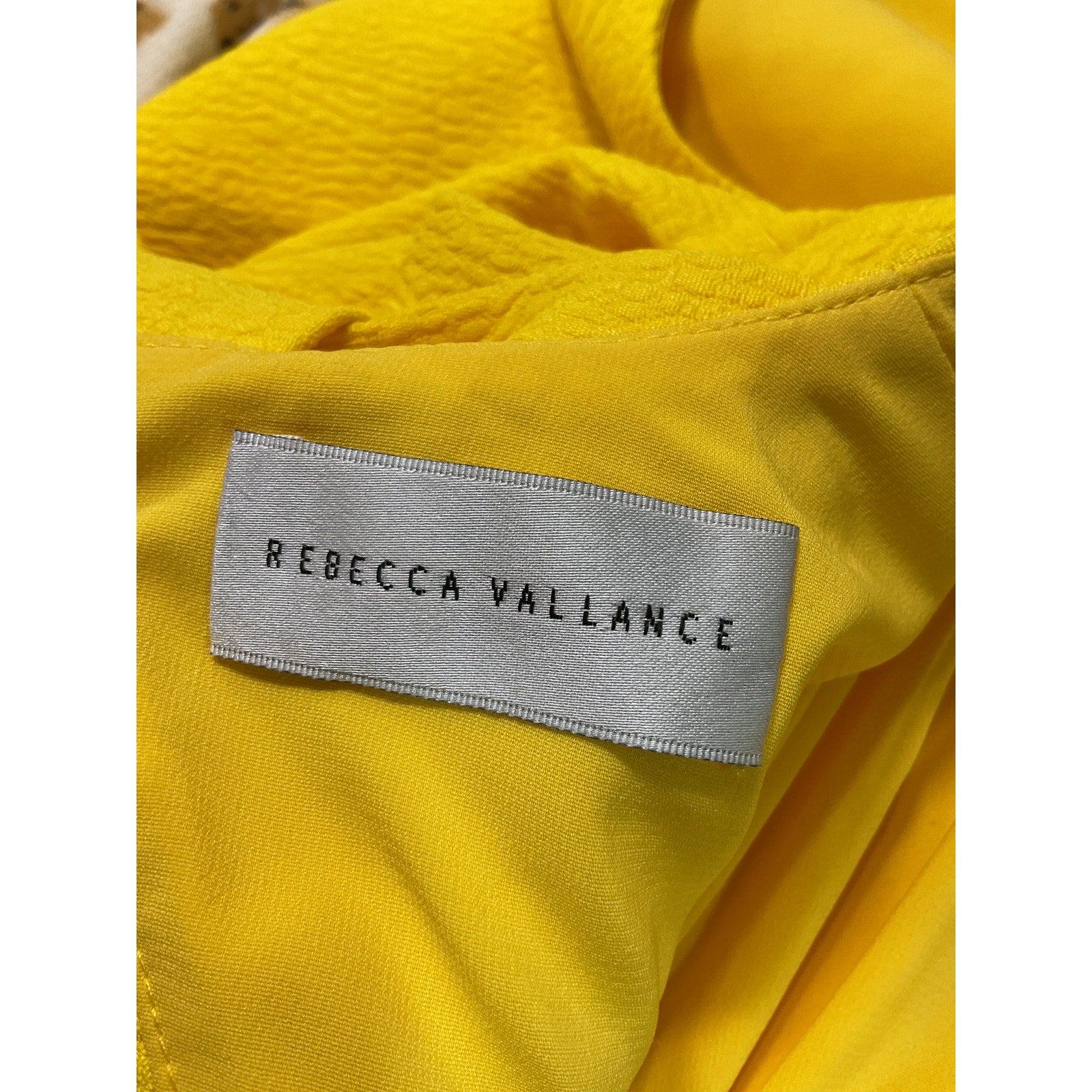 Rebecca Vallance 'Jaclyn' Yellow Round Neck Short Puff Sleeve Back Bow Cut Out Mini Dress Size 10