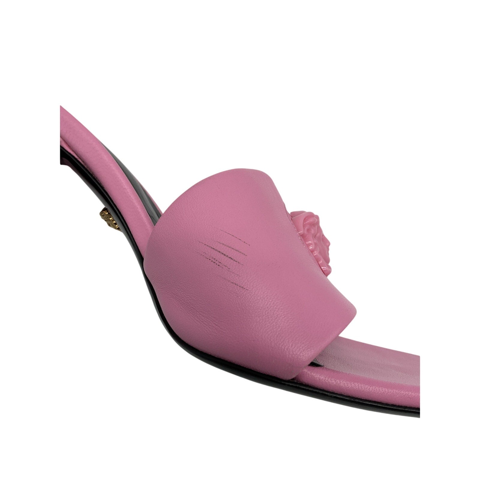 Versace 'Medusa' Pink Leather Mid-Heel Mules Size 8