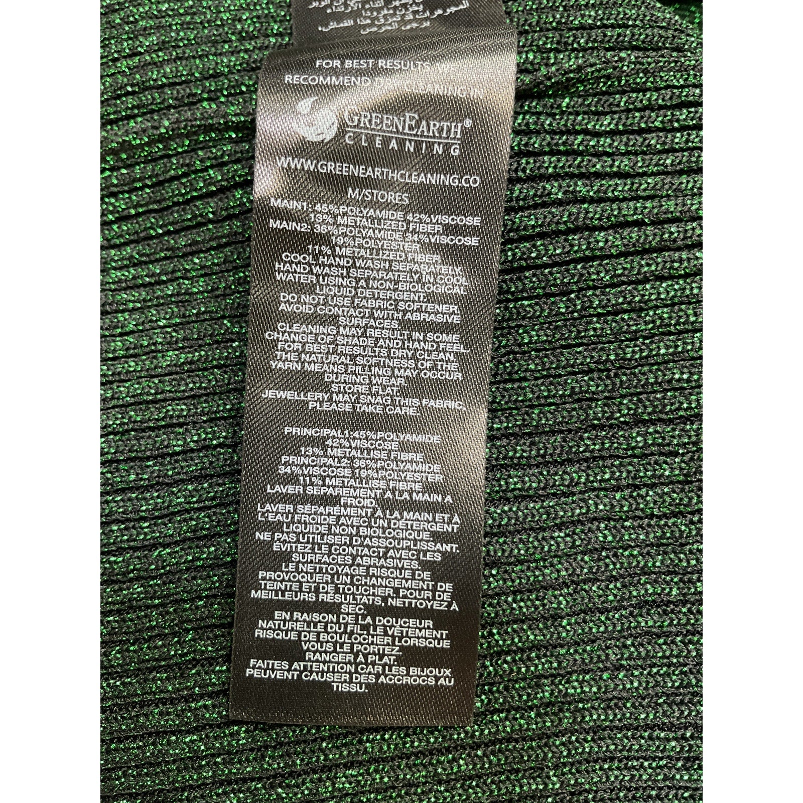 Self-Portrait 'Metallic' Green Polyamide Ribbed Midi Dress Size S