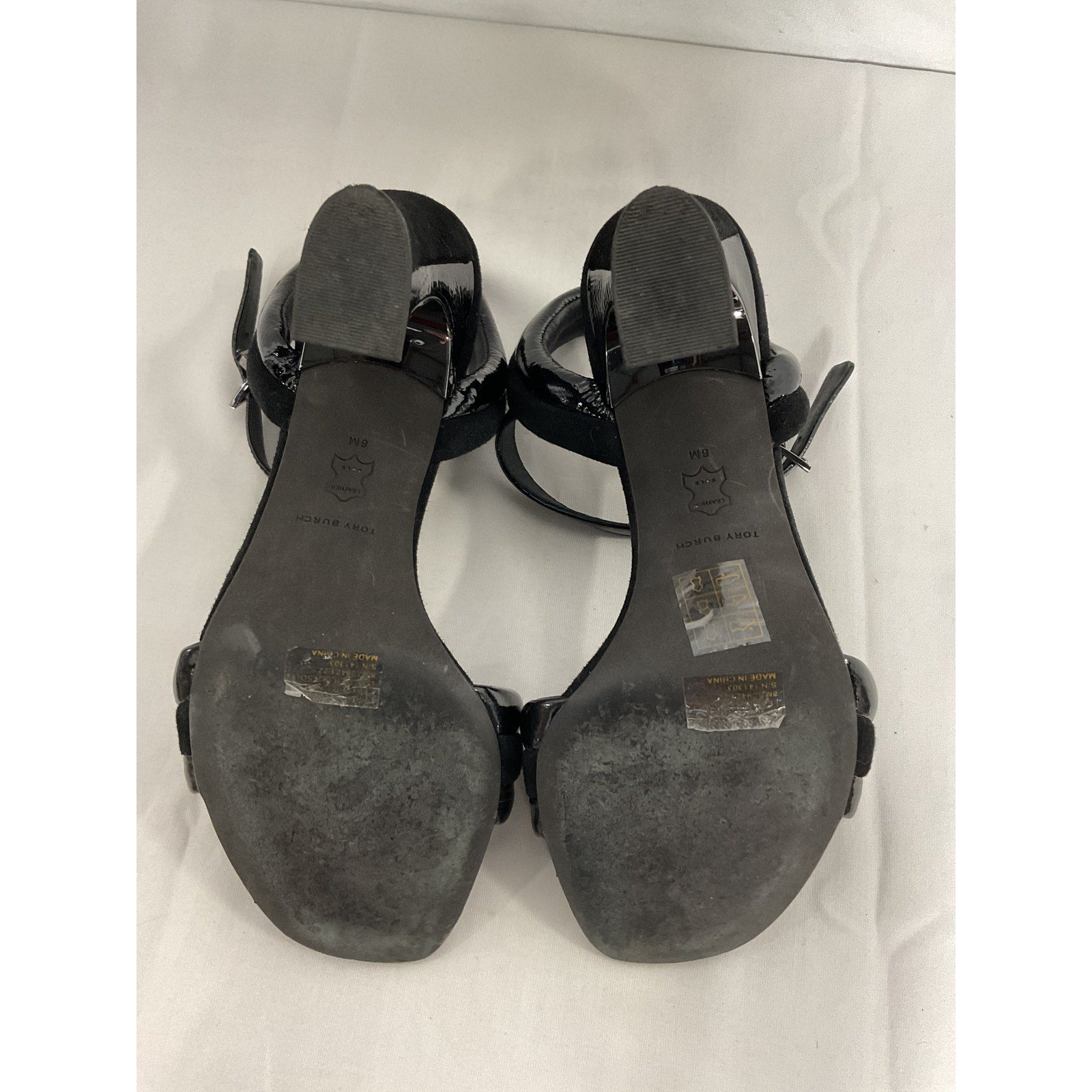Tory Burch 'Puffed Up' Black Patent Leather Sandal Size 8