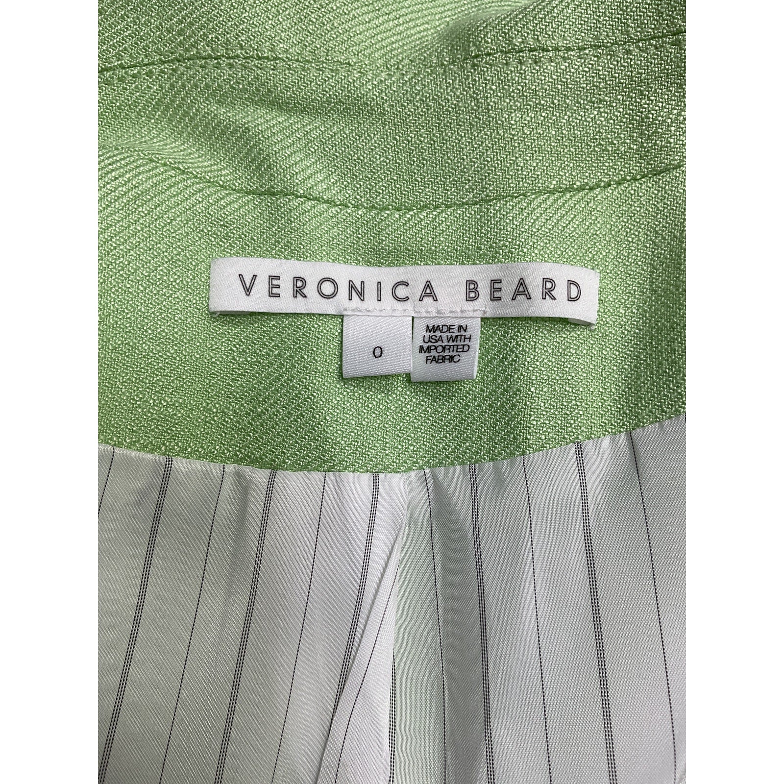 Veronica Beard 'Nevis' Green Viscose Dickey Jacket Size 0
