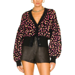 Diane Von Furstenberg Fuzzy Black Dolly Cardigan Size M
