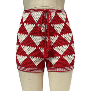 Anna Kosturova Crochet Red Malia Shorts Size S