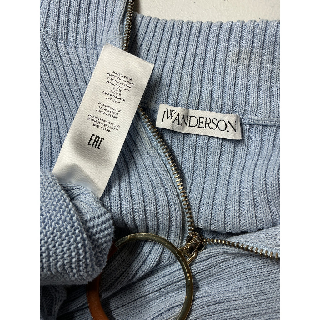 Jw Anderson Tiered Ribbed Blue Cotton Maxi Dress Size XS