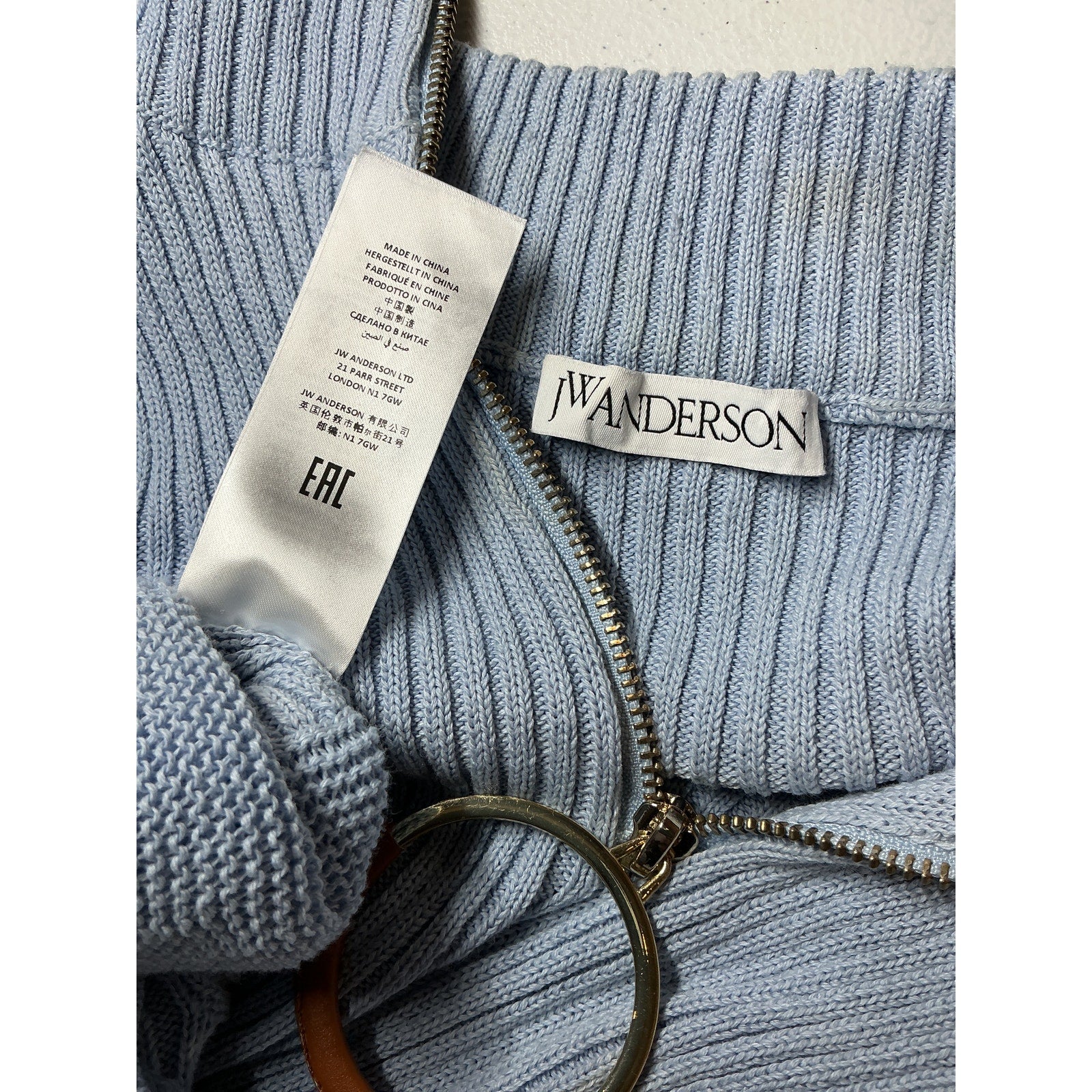 Jw Anderson Tiered Ribbed Blue Cotton Maxi Dress Size XS
