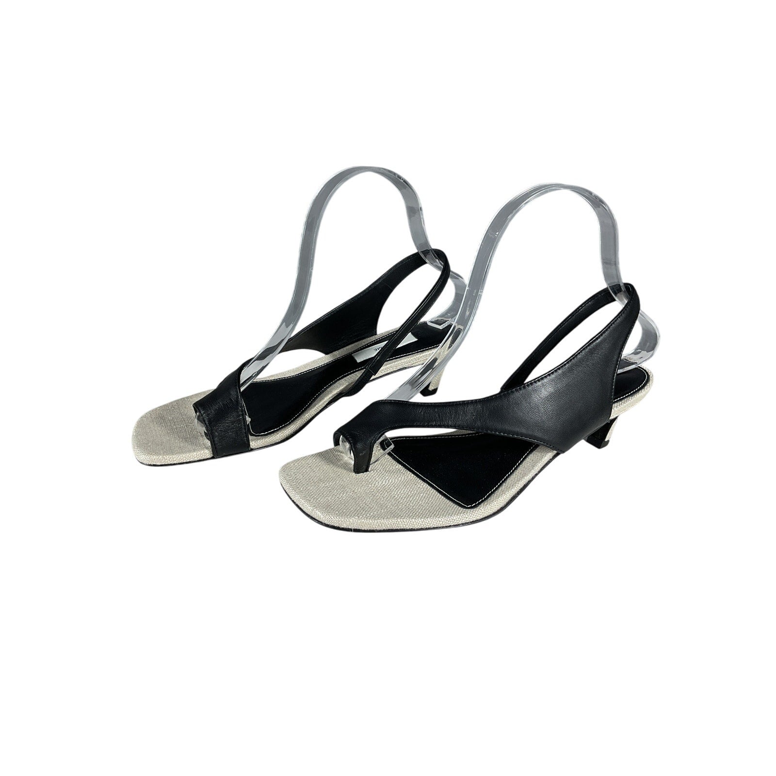 Toteme 40 Black Leather Thong Sandals Size 8