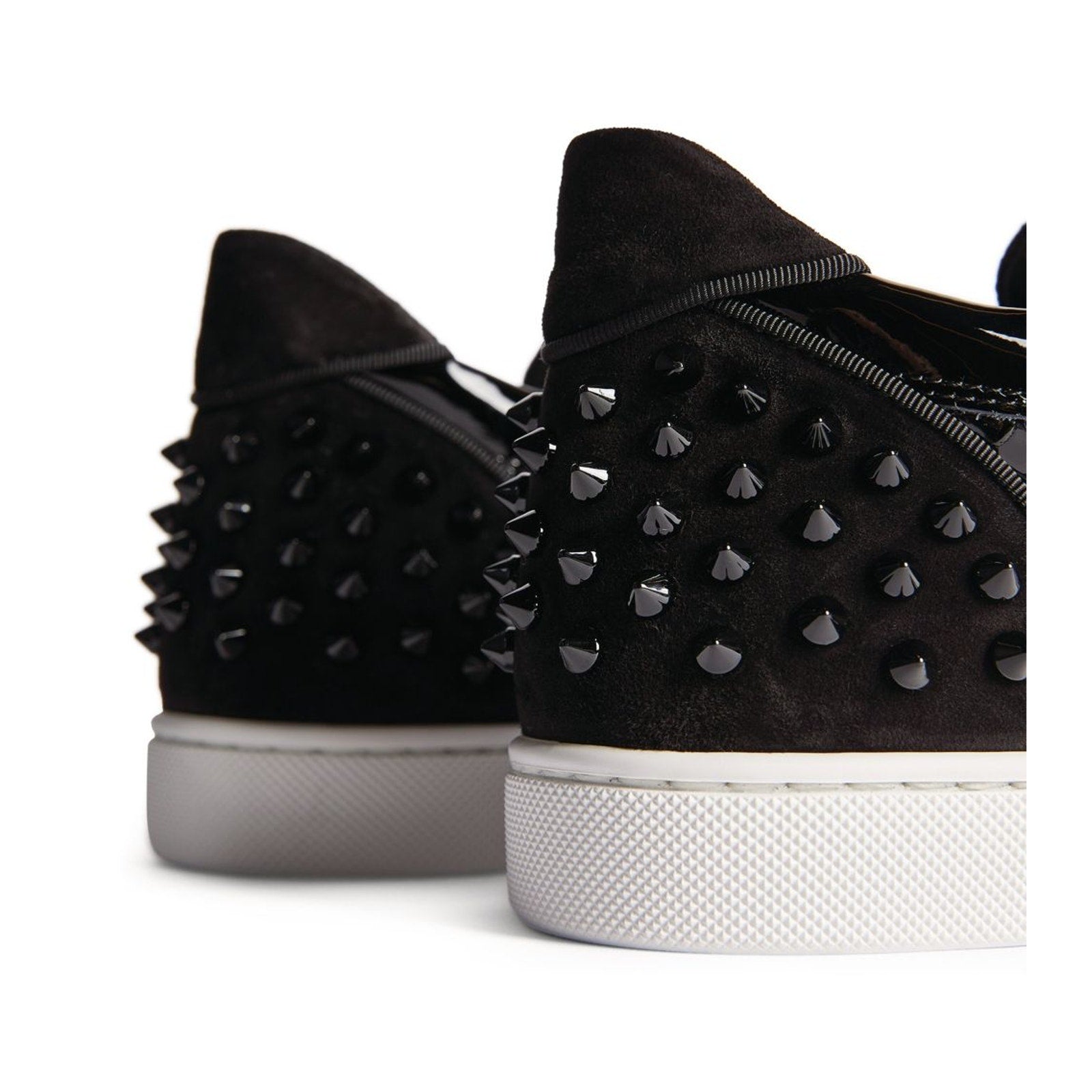 Christian Louboutin 'Vieira 2' Black Patent Leather Embellished Patent Leather Sneakers Size EU 37 / US 7