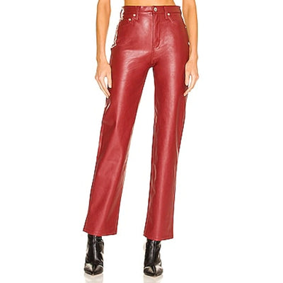 Pistola 'Cassie' Red Fax Leather Super High Rise Straight Pant Size 24