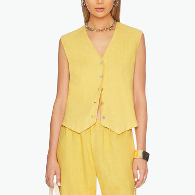 Donni. Yellow Linen Vest Size S - NWT