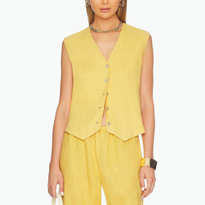 Donni. Yellow Linen Vest Size S - NWT