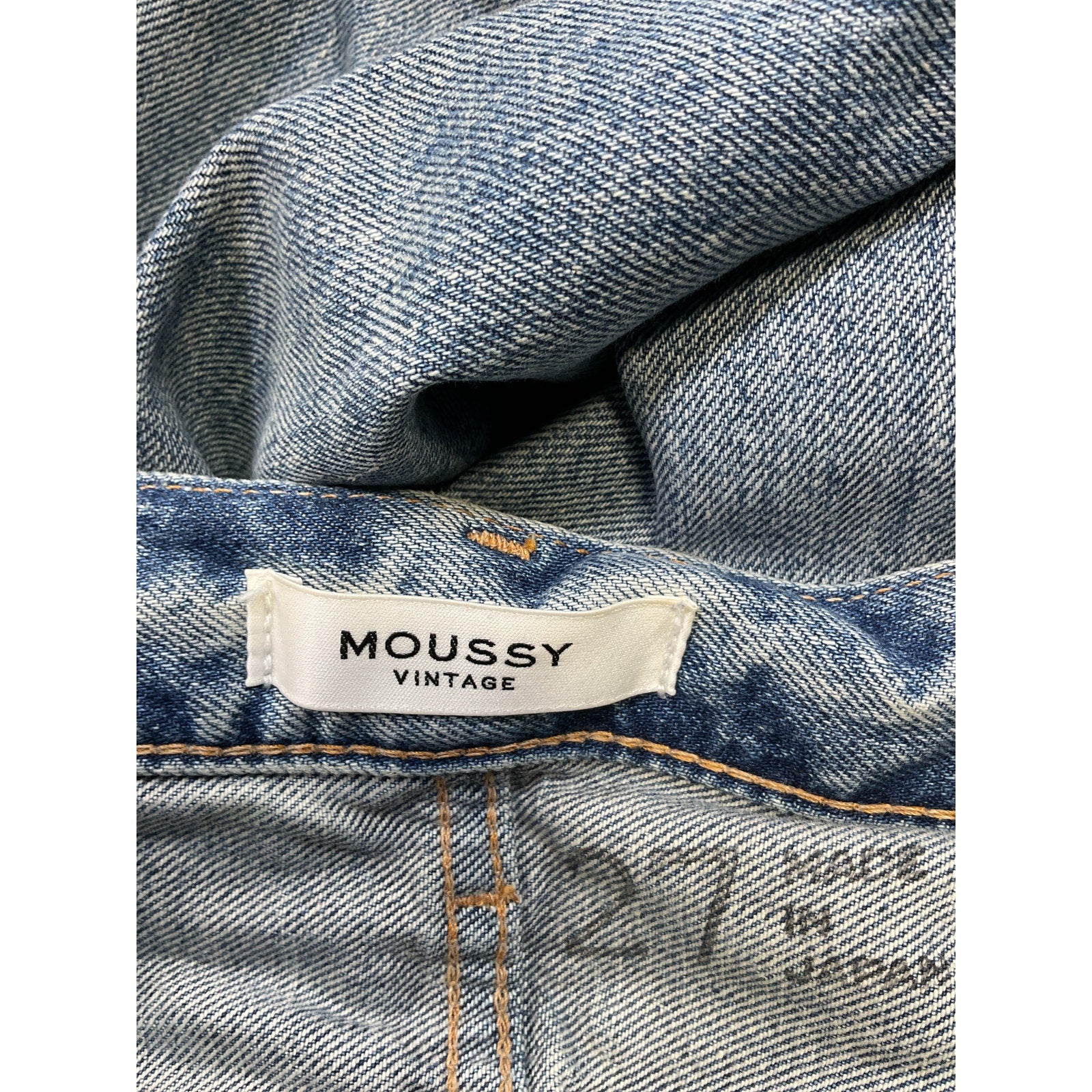 Moussy 'Humphreys' Blue Cotton High-Rise Distressed Tapered Jeans Size 27