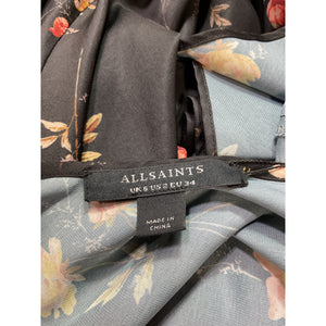 Allsaints Floral Black Bryony Tanana Slip Dress Size 2 NWT