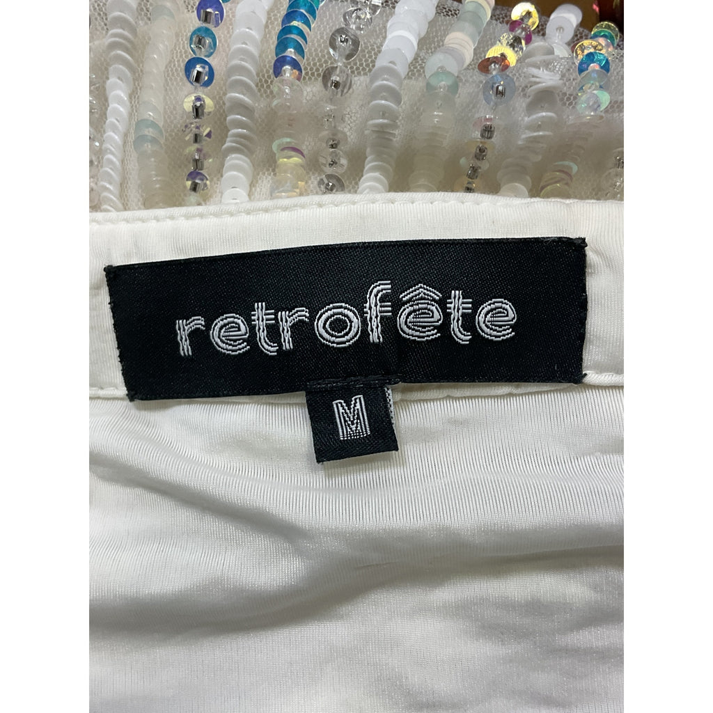 Retrofete 'Matis' White Sequin Embellished Skirt Size M
