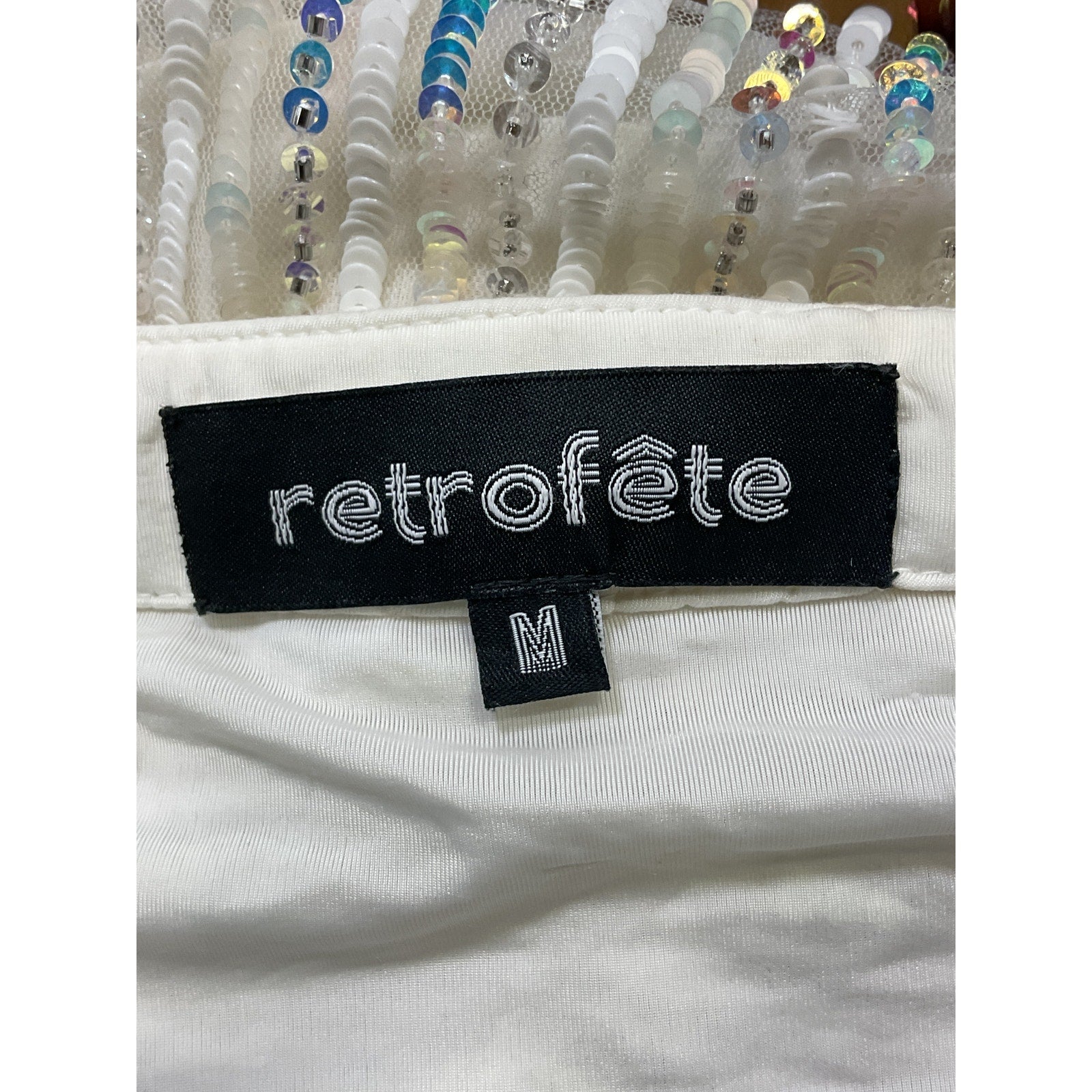 Retrofete 'Matis' White Sequin Embellished Skirt Size M