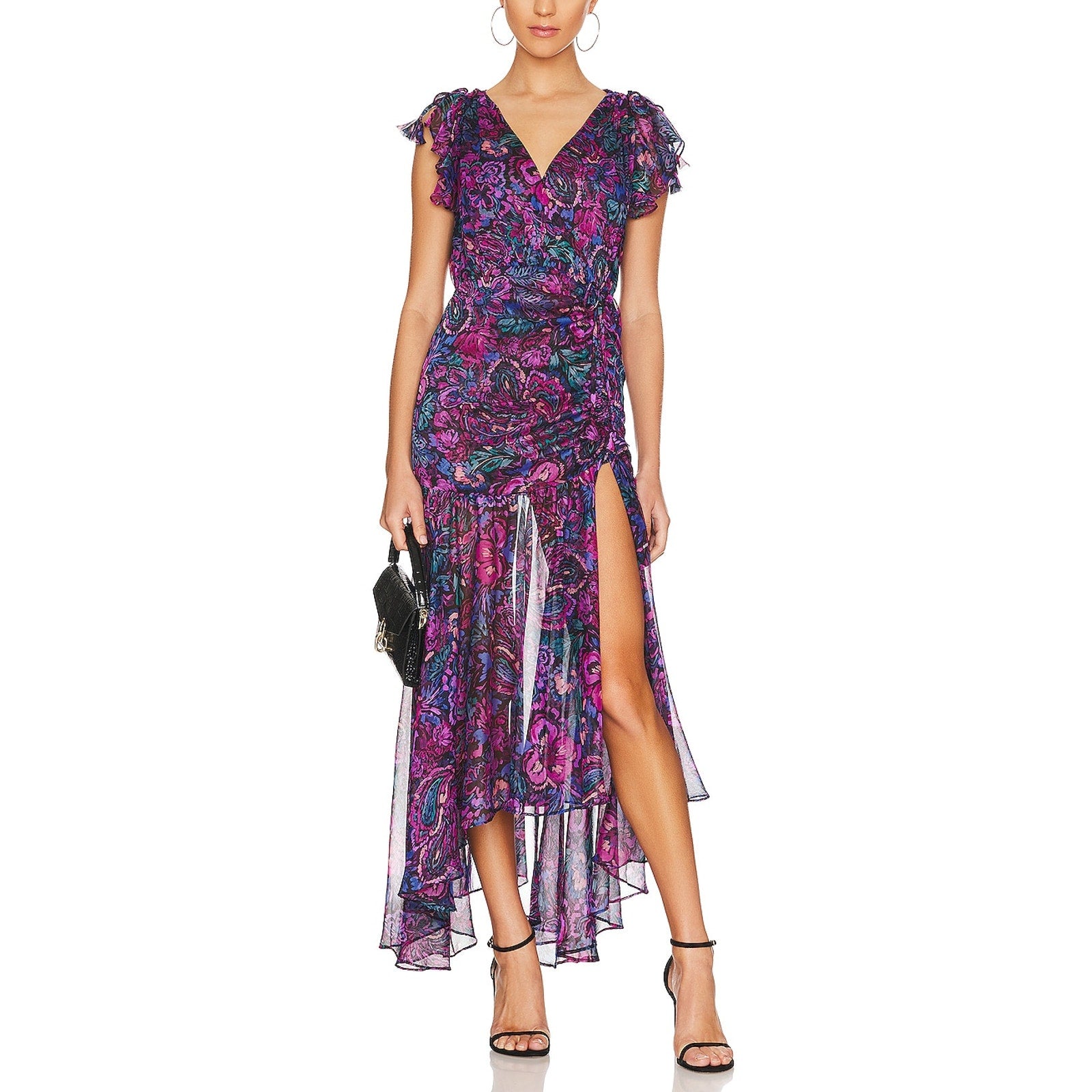 Misa Los Angeles 'Colette' Purple Asymmetrical Midi Dress Size S