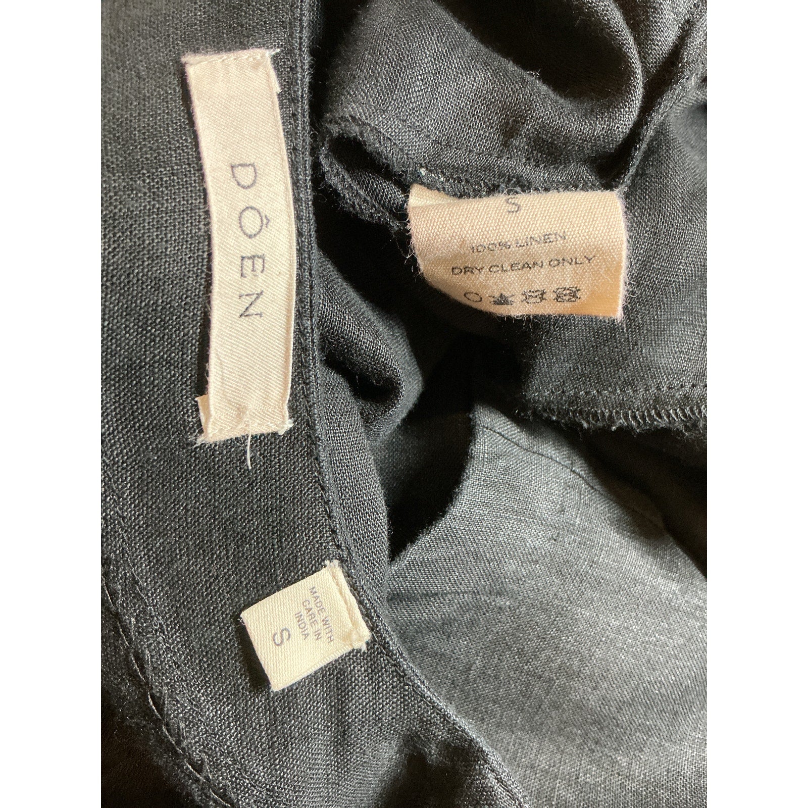 D�en 'Aubrey' Black Linen Mini Dress Size S