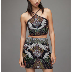 Allsaints 'Jamilia' Green Gene Embellished Top Size 2