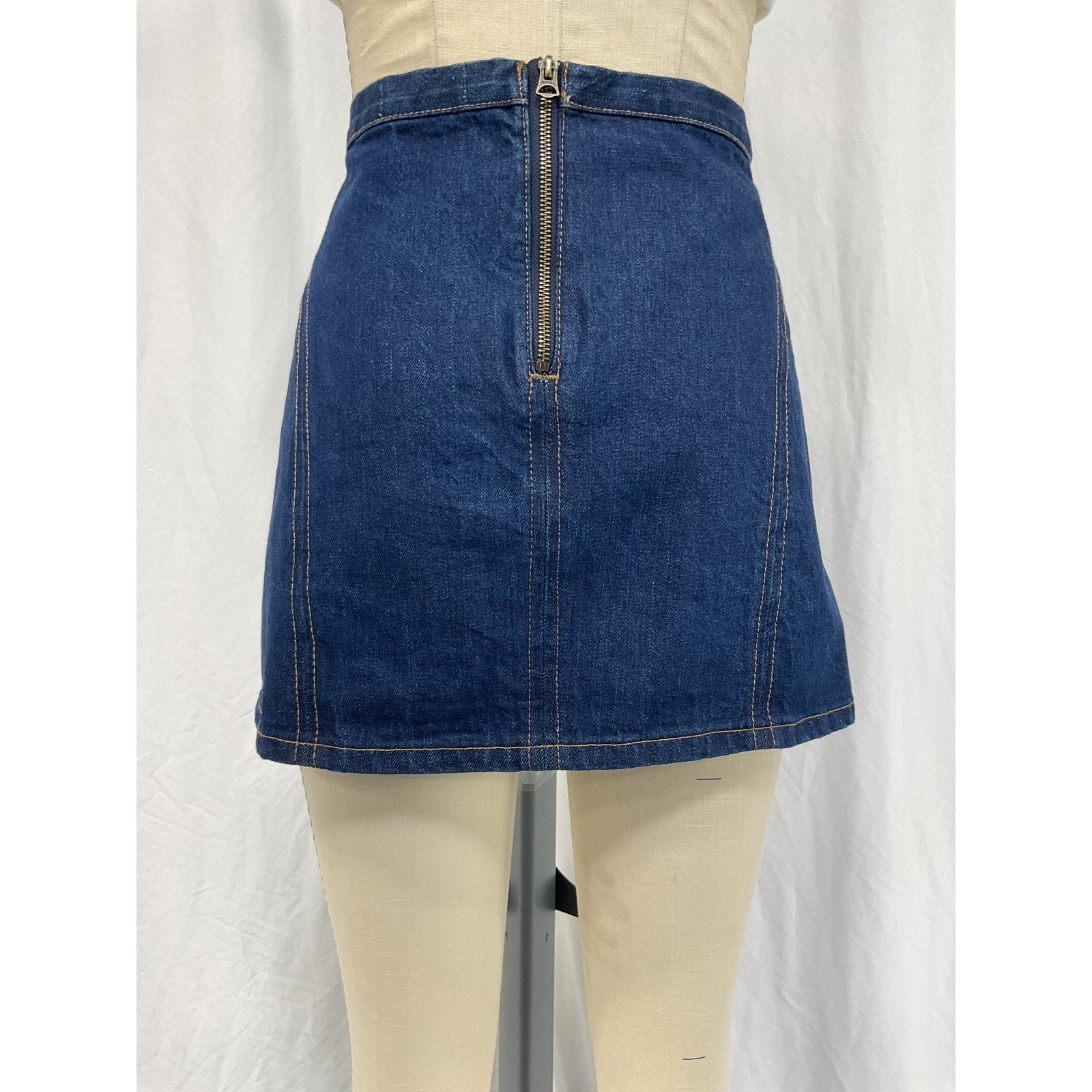 Re/Done Split Blue Cotton Front Skirt Size 26