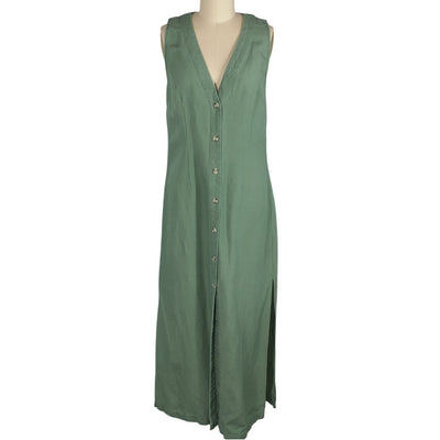 Onia Lightweight Green Air Linen Button Down Maxi Dress Size M