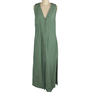 Onia Lightweight Green Air Linen Button Down Maxi Dress Size M