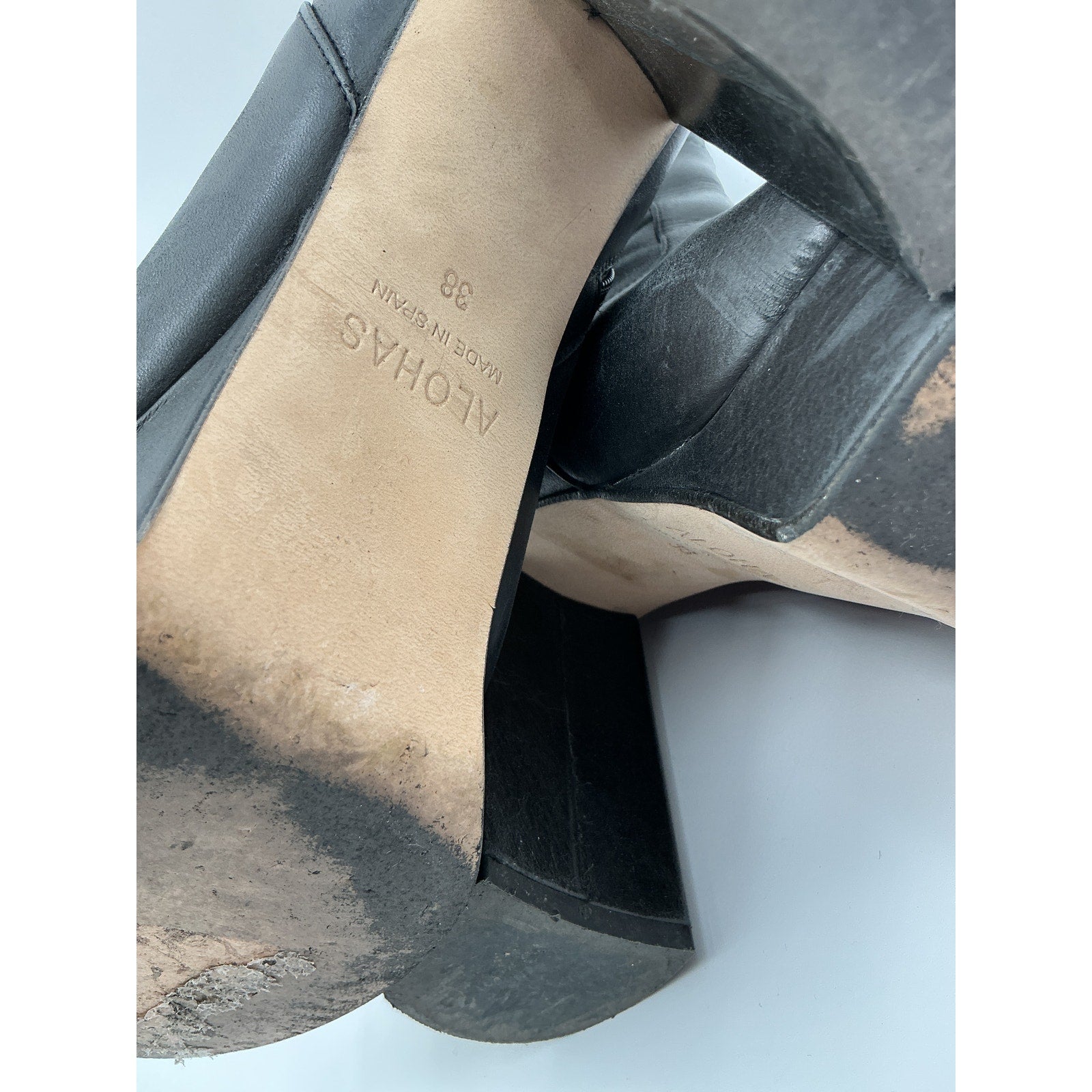 Alohas 'Thunder' Black Leather Platform Boot Size 8