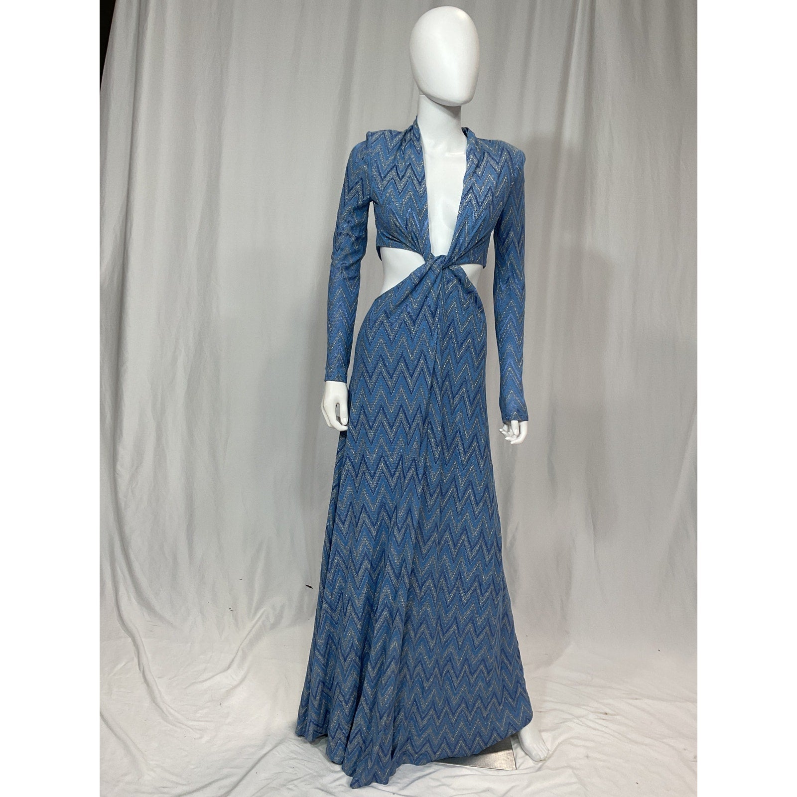 Ramy Brook 'Celeste' Blue Cotton V Neck Long Sleeve Dress Size 4 - NWT