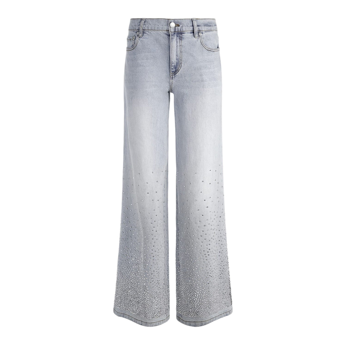 Alice & Olivia Embellished Blue Wide Leg Denim Jeans Size 28