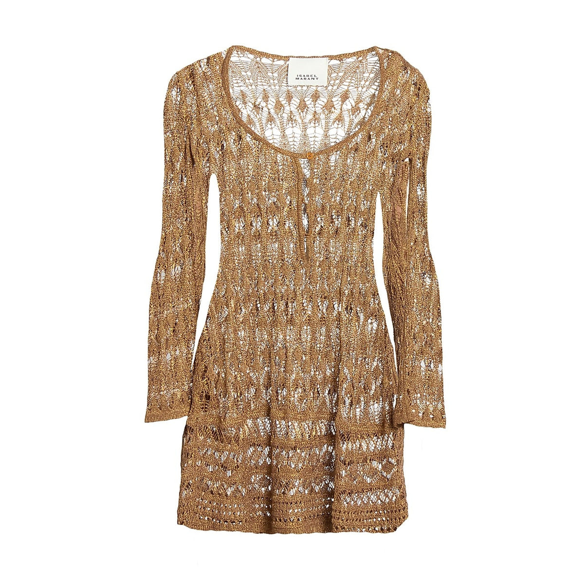 Isabel Marant 'Pia' Brown Metallicized Lace-Knit Dress Size 36