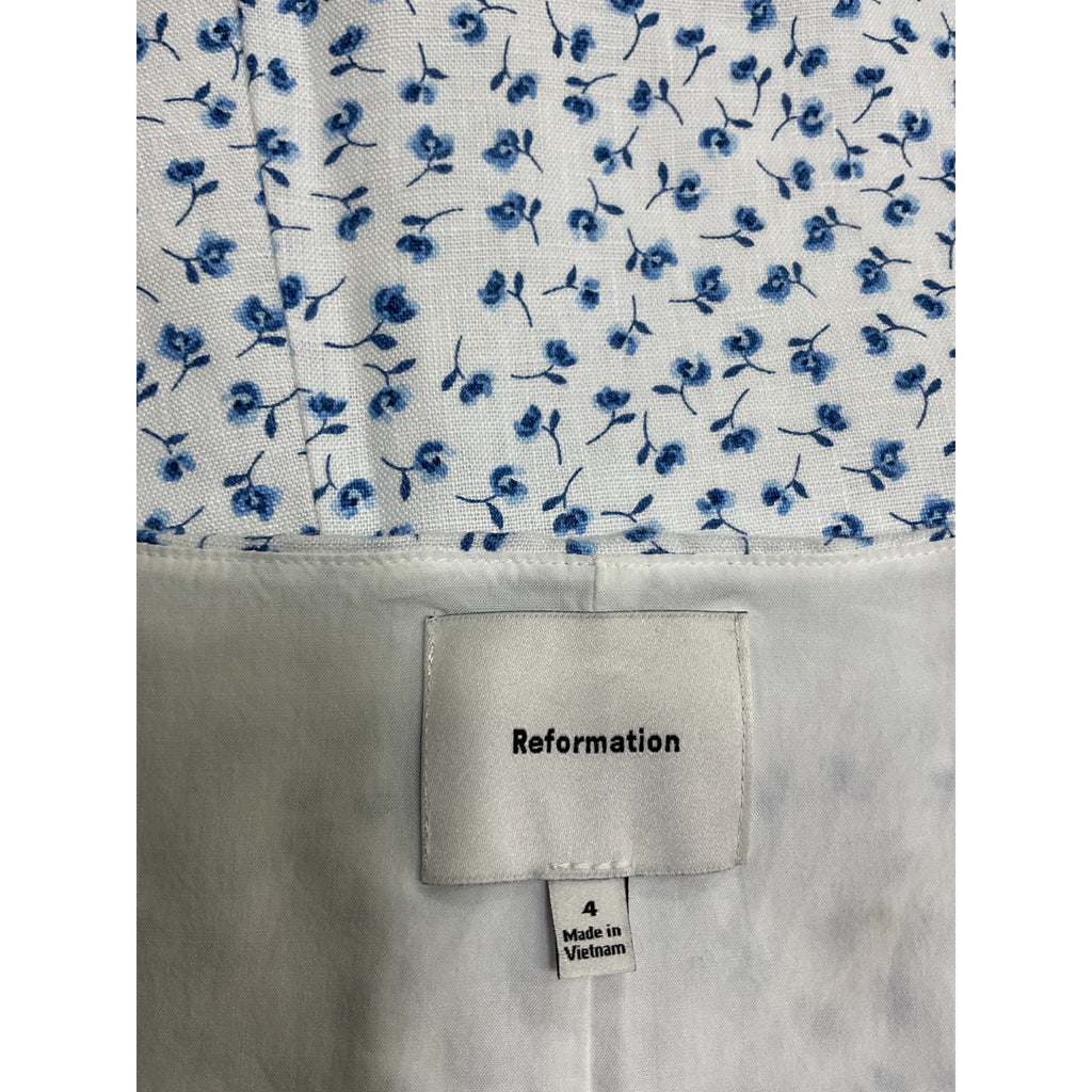 Reformation 'Hamley' Blue Linen Dress Size 4